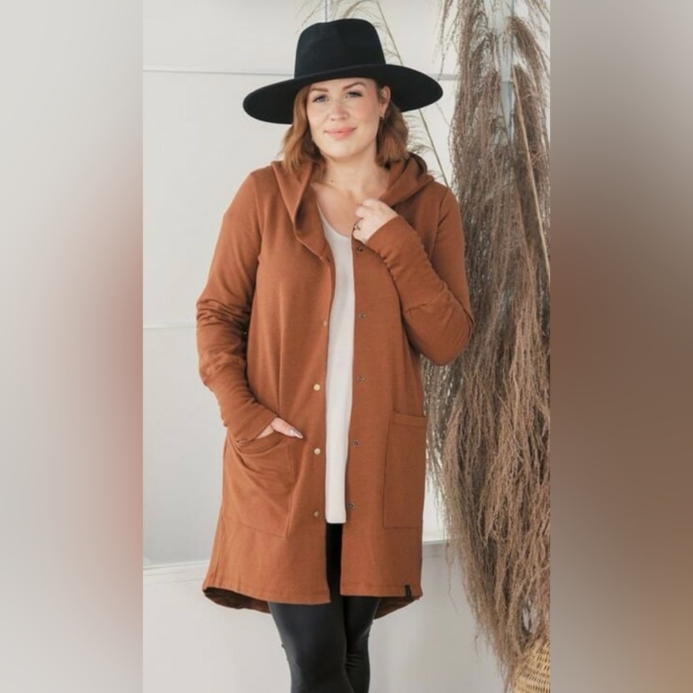 NWT Bamboo Hooded Car Coat M/L Dusty Rose
